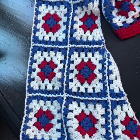 Franchesca's knit crop tie red white blue sweater flutted long sleeve - Picture 2 of 2